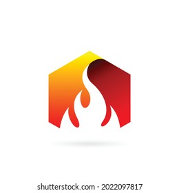 fire with hexagon vector symbol