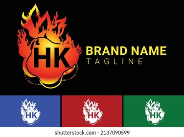 Fire HK Letter Logo And Icon Design Template