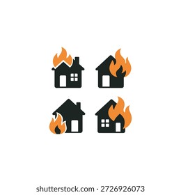 Diseño de Vector plano de icono de fuego en el hogar.