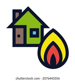 Seguro de incendios y viviendas. Icono de color del vector simple.