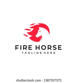 fire horse concept vector logo design