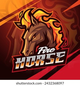 Fire horse esport mascot logo design