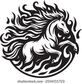 Fire horse flames logo vector