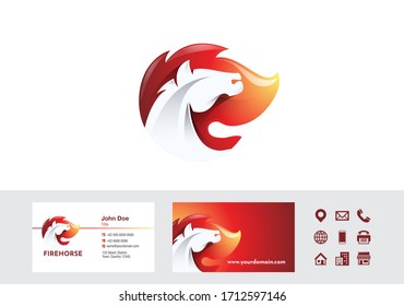 Fire Horse Logo - Business Cards Design Vector 