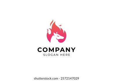 fire horse logo in red color flat vector design style