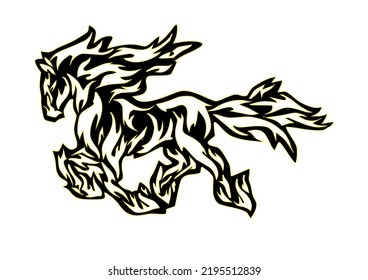 fire horse on white background