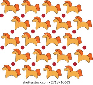 Fire horse on a white background, pattern for a book, website, gift wrap, etc.