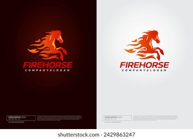 Plantilla de logotipo de caballo de fuego. Este logotipo es un logotipo de caballo de fuego rojo, adecuado para cualquier logotipo de empresa.