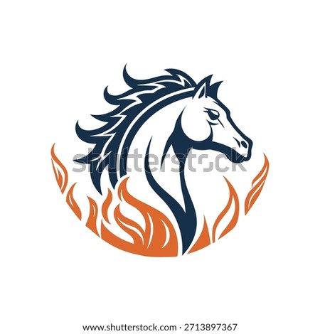 Fire Horse Zodiac Vector Illustration – Stylized Horse Head with Flame Mane