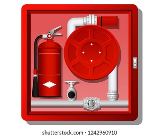 Fire hose cabinet isolated on white background graphic vector
