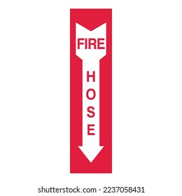 Fire Hose - Fire Control Signs - Down Arrow sign, Indication, fire safety, protection sign, emergency equipment