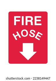 Manguera de incendios - Señales de control de incendios - Equipo de emergencia contra incendios, flecha abajo, servicio de emergencia, signo de protección