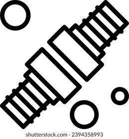 Diseño del vector de iconos lineales de acoplamiento de manguera de incendios