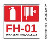 Fire Hose, Fire Extinguisher, Fire Hose Serial Number Sign - High Quality Vector Stock Image