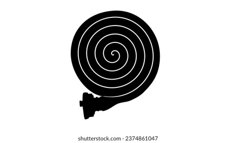Fire hose icon, black isolated silhouette