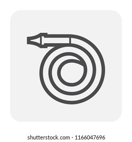 Fire hose icon design, black and outline.