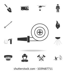 Fire hose icon. Detailed set icons of firefighter element icons. Premium quality graphic design. One of the collection icons for websites, web design, mobile app on white background