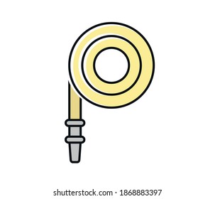 Feuerschlauch-Symbol mit flachem Design auf weißem Hintergrund.