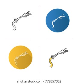 Fire hose icon. Flat design, linear and color styles. Firefighting equipment. Isolated vector illustrations
