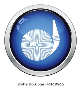 Fire hose icon. Glossy button design. Vector illustration.