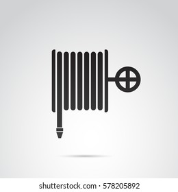 Fire hose icon isolated on grey background. Vector art.