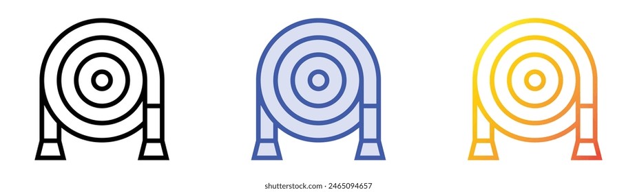 fire hose icon. Linear, Blue Fill and Gradient Style Design Isolated On White Background