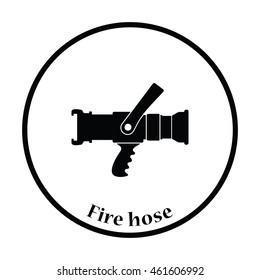 Fire hose icon. Thin circle design. Vector illustration.