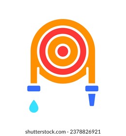 Icono de la línea de la manguera de fuego. Seguridad contra incendios, agua, extinción, instrucciones de seguridad. Icono de color vectorial sobre fondo blanco para negocios y publicidad.