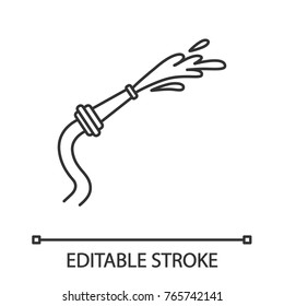 Fire hose linear icon. Firefighting equipment. Thin line illustration. Watering. Contour symbol. Vector isolated outline drawing. Editable stroke