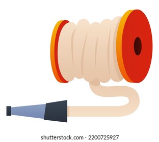 Fire Hose - Modern Flat Design Style Single Isolated Image. Neat Detailed Illustration Of Flame Extinguishing Device. Safe Urban Environment, Water Supply Networks. Flame And Ignition Prevention Idea