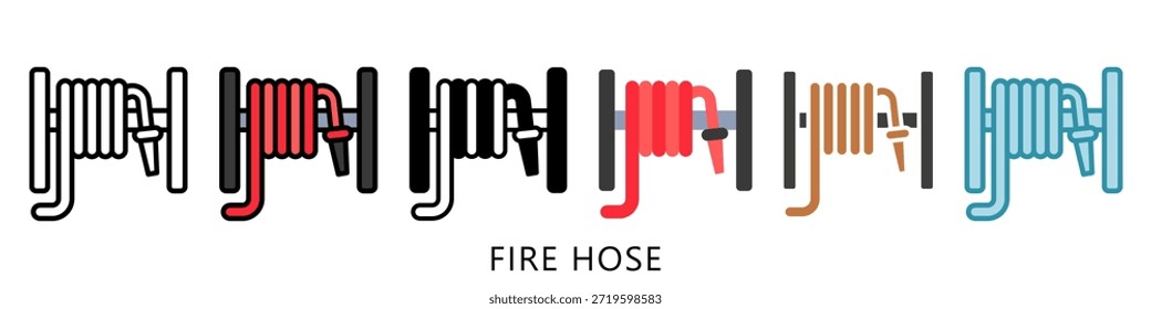 Ilustração De Ícone De Estilo Múltiplo De Mangueira De Incêndio Mini, Use Para O Conceito Moderno, Imprimir, Ui, Kit Ux, Web E Desenvolvimento De Aplicações. Vetor Relacionado A Bombeiro, Resgate E Muito Mais
