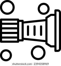 Fire Hose Nozzle Linear Icon Vector Design