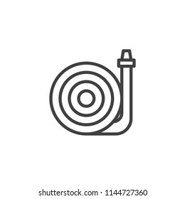 Fire Hose outline icon. linear style sign for mobile concept and web design. Firefighting equipment simple line vector icon. Symbol, logo illustration. Pixel perfect vector graphics