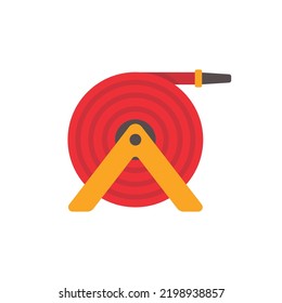 Fire hose. The red rubber hose is used to extinguish the fire.