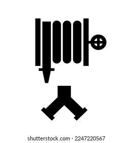 Fire Hose Reel Black Icon ,Vector Illustration, Isolate On White Background Label. EPS10