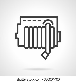 Fire hose reel a front view. Simple line style vector icon. Symbols and signs for rescue service. Design elements for site, business or mobile.