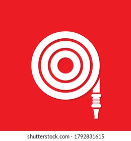 Fire hose reel icon on red background