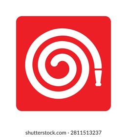 Fire Hose Reel Icon Vector – Fire Safety Equipment, Emergency Fire Protection, Hose Reel Sign and Firefighting Symbol