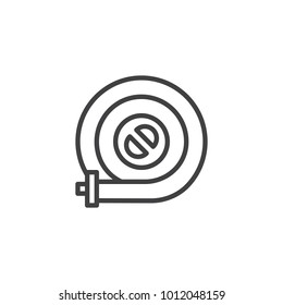 Fire hose reel line icon, outline vector sign, linear style pictogram isolated on white. Symbol, logo illustration. Editable stroke