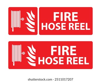 fire hose reel long sign board logo symbol vector design