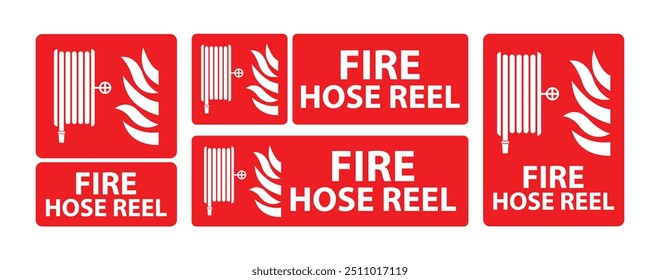 fire hose reel sign board logo symbol vector design