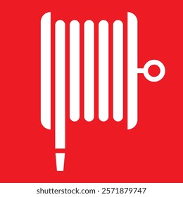 Fire hose reel sign, Safety warning icon, Fire equipment, Fire action symbol, Protection concept