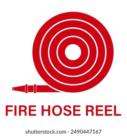 Fire Hose Reel Sign Symbol. Vector Illustration Isolated on White Background.