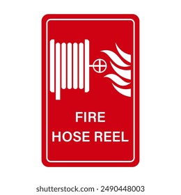 Fire Hose Reel Sign Symbol. Vector Illustration Isolated on White Background.
