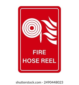 Fire Hose Reel Sign Symbol. Vector Illustration Isolated on White Background.