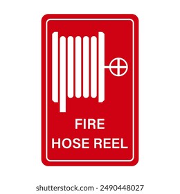 Fire Hose Reel Sign Symbol. Vector Illustration Isolated on White Background.