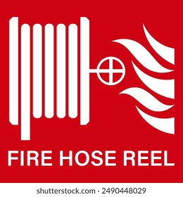 Fire Hose Reel Sign Symbol. Vector Illustration Isolated on White Background.