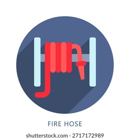 Fire Hose Rounded Flat Color Icon Mini Illustration, Use For Modern Concept, Print, Ui, Ux Kit, Web And App Development. Vector Related To Firefighter, Rescue And More