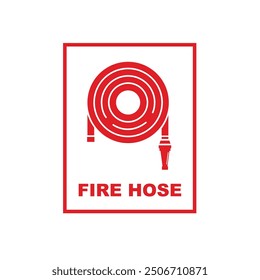 fire hose sign icon in case of fire. fire and safety related symbols