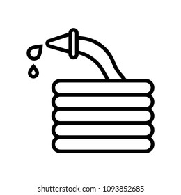 Fire hose with water drops icon. Simple illustration of fire hose with water drops vector icon for web
